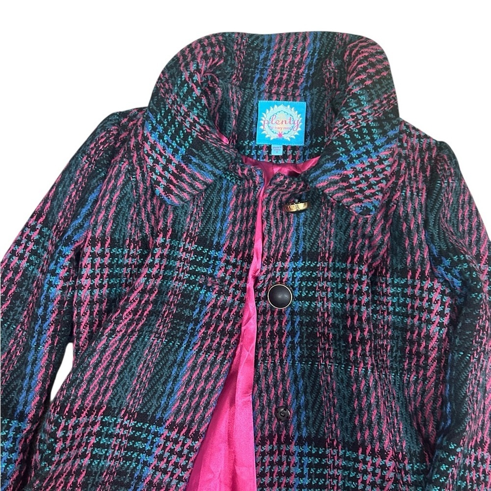 Plenty By Tracy Reese Anthropologie Plaid Peacoat Coat Size Small Midi Length - Picture 7 of 12